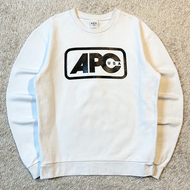 아페쎄 A.P.C. USA 로고 맨투맨 화이트