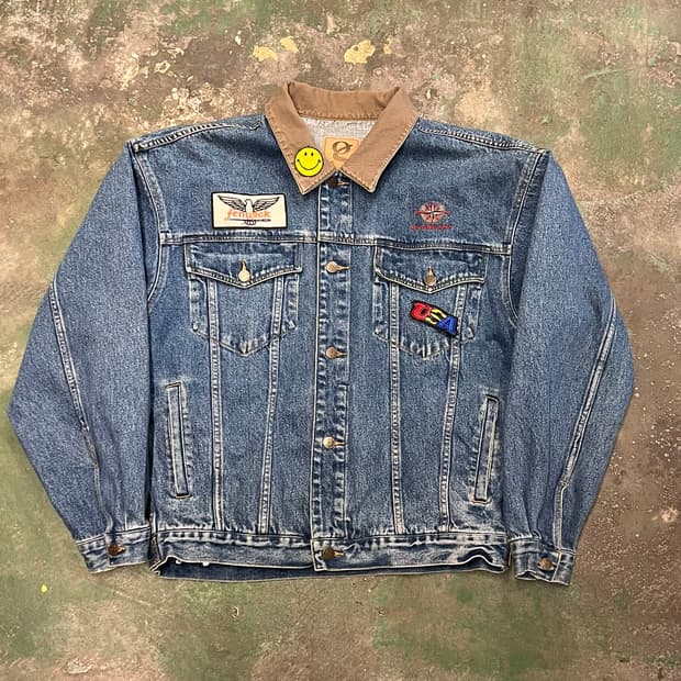 [L] GEAR 빈티지 데님 트러커 자켓 패치 커스텀
