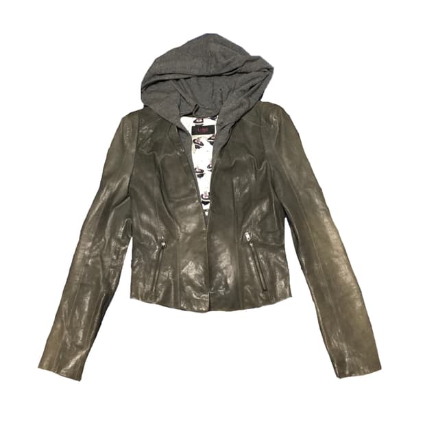 빈티지 후드 가죽자켓