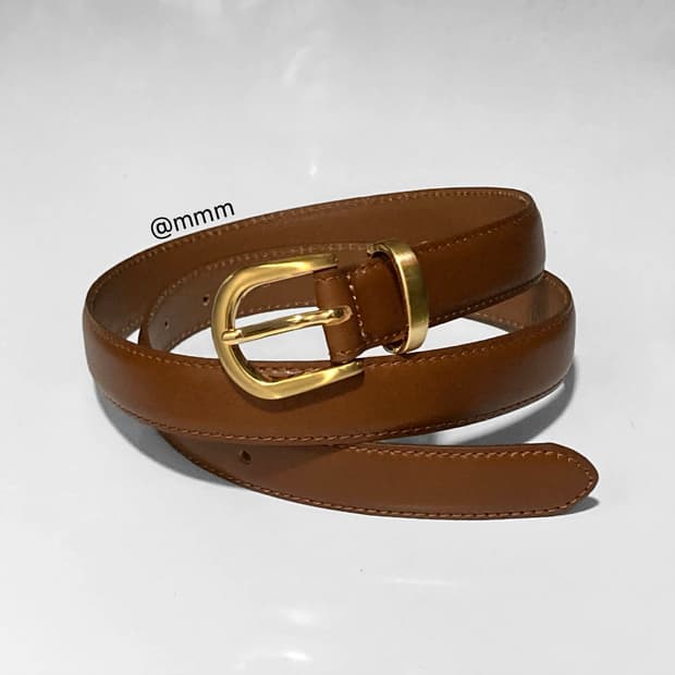 [Unisex]골드링 이태리 가죽 벨트 연브라운