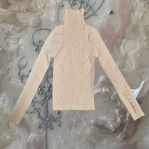 일본 빈티지 터틀넥 목폴라 피치 핑크 딱붙핏 여리 발레코어