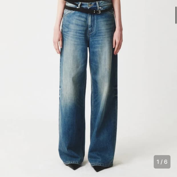 세터 우먼 미드라이즈 스트레이트 레인 데님 팬츠 L 유니온 워시드 블루