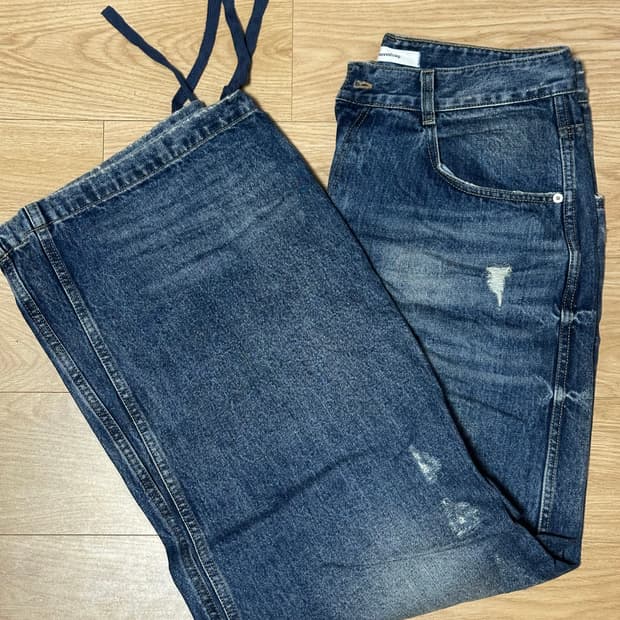 (2) 논노드 더블 포켓 재패니즈 데님 미드 블루