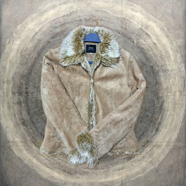 빈티지 스웨이드 퍼 트리밍 누빔 자켓