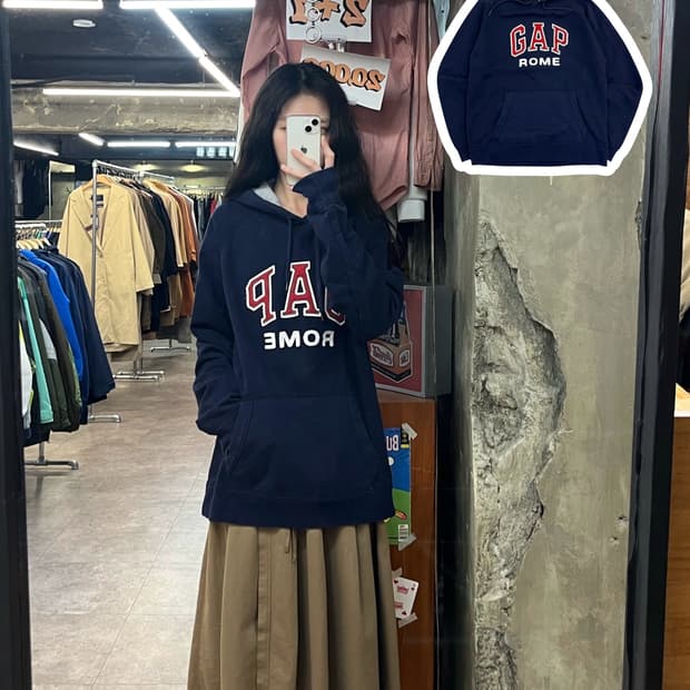 갭 레터링 후드티 네이비 L #csz3358