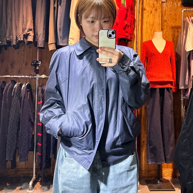 M 버버리 노바체크 네이비 코튼 싱글 자켓