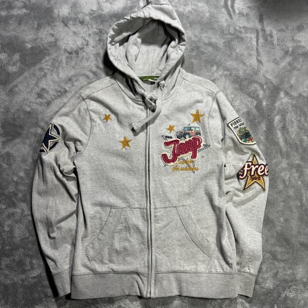 지프 자수 와펜 후드집업