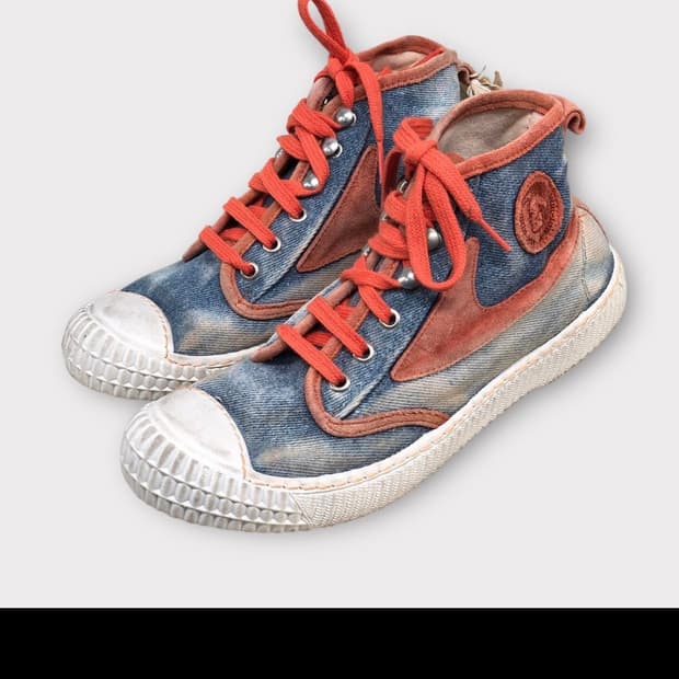 (마지막특가) 디젤 더티워싱 데님하이탑 스니커즈