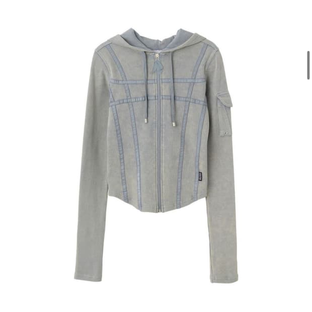 스컬프터 워시드 본디지 후드집업 washed sage L