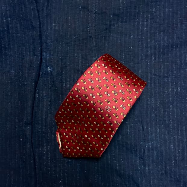 80's 구찌 바이시클 패턴 실크 타이