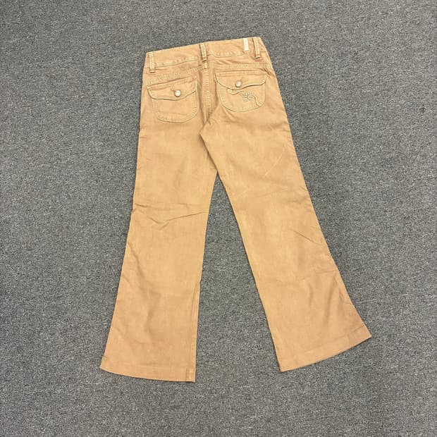L)Japanese vintage 여성 자수 디테일 부츠컷 코튼팬츠