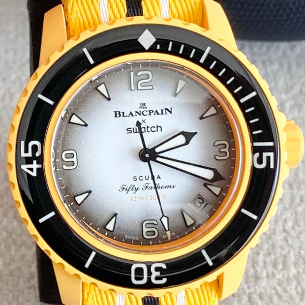 스와치X블랑팡 오션 오브 스톰 42mm 바이오 세라믹 오토메틱 옐로우