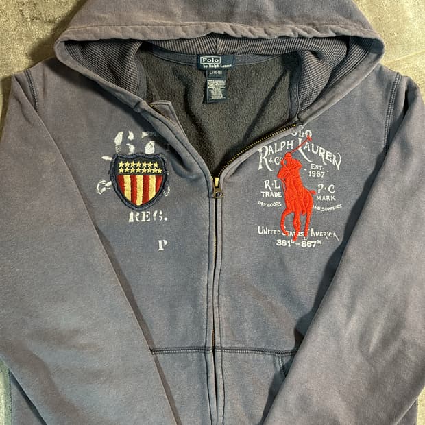 폴로 빅포니 성조기 후드집업 L