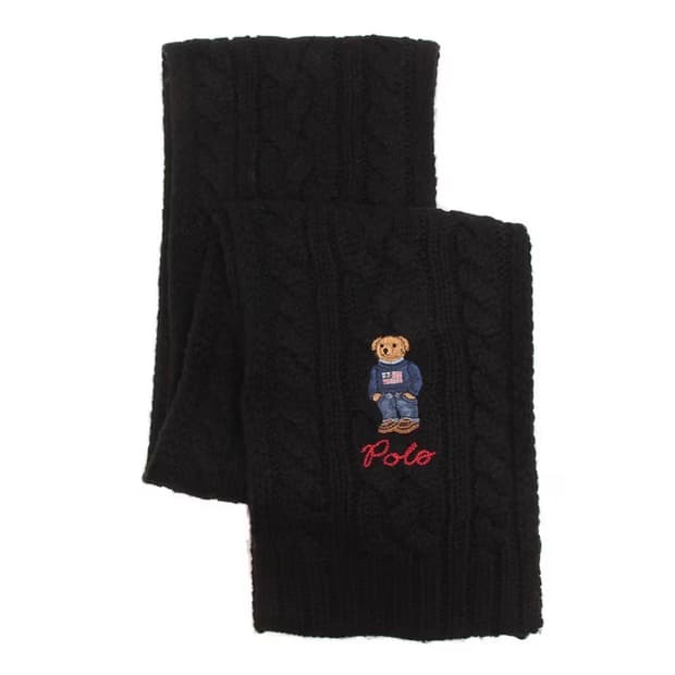 폴로 랄프로렌 베어 꽈배리 목도리 블랙