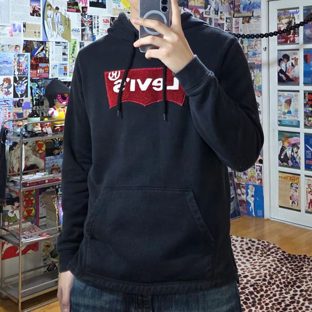 리바이스 빅 로고 패치 후드티