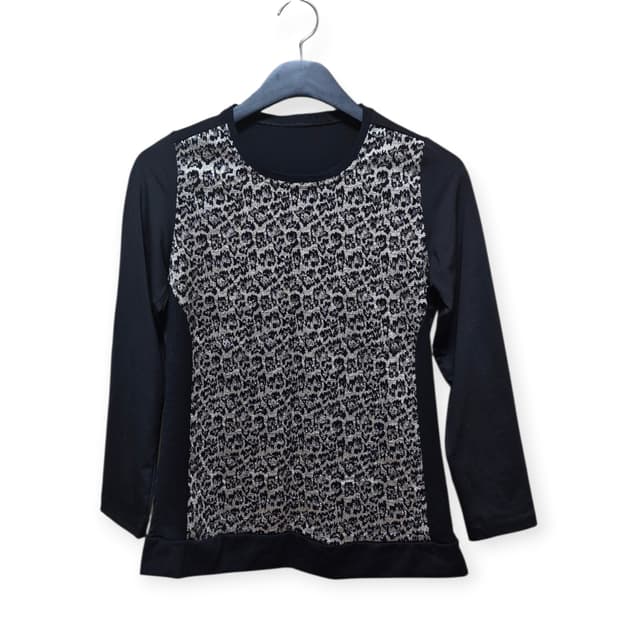 블랙, 패턴 포인트 티셔츠 (55) / 새상품