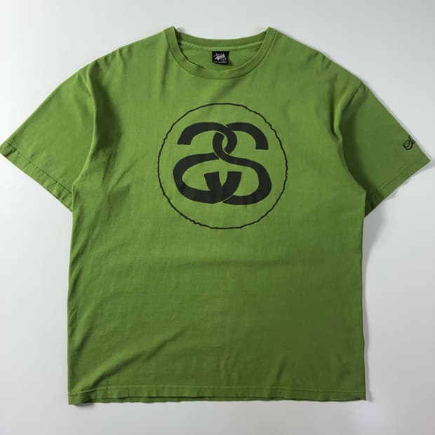 Stussy  스투시 코튼 스탁 링크 그린 반팔 티셔츠 