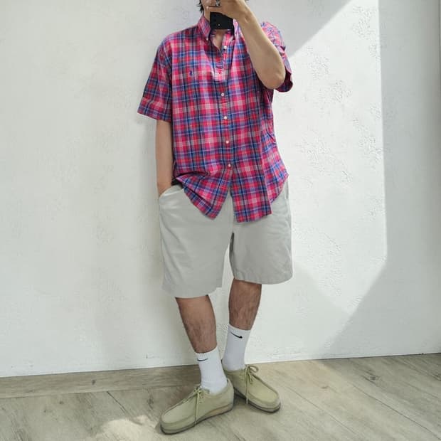 폴로 랄프로렌 체크 반팔 셔츠 L M0351