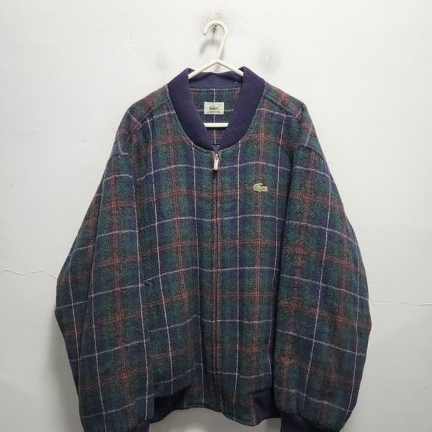 라코스테 서광 체크패턴 울 블루종