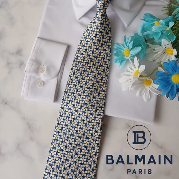 발망 실크 블루 플라워 패턴 넥타이 9.8cm A+등급 A19154
