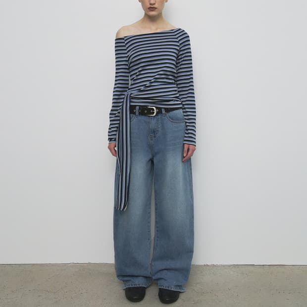 샌드릭 STRAIGHT SNAP BUTTON DENIM PANTS_LIG
