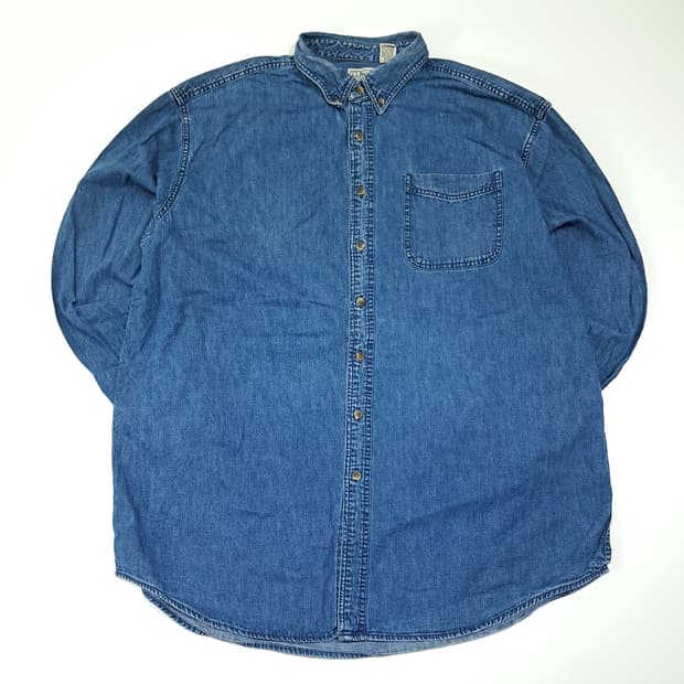 CL512 XL 엘엘빈 90s 코튼 버튼다운 인디고 블루 데님셔츠 남방