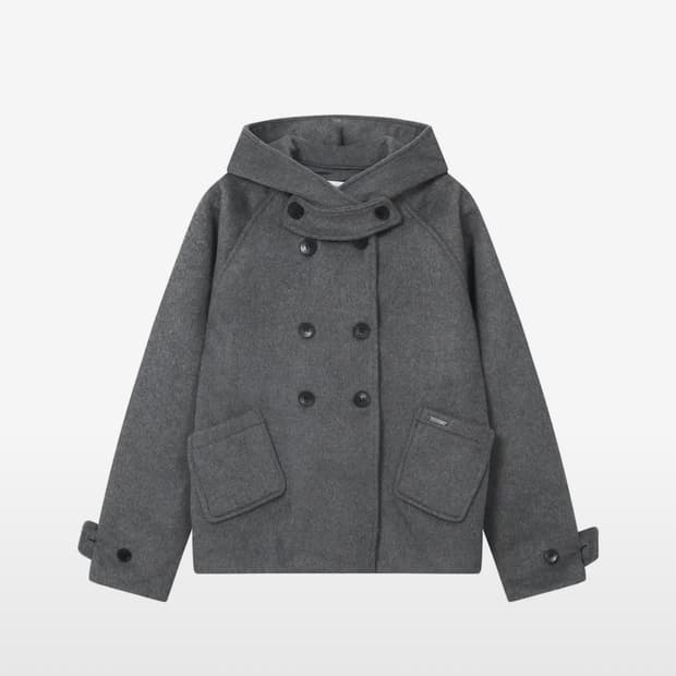 미세키서울 더블 버튼 하프 코트 (차콜)