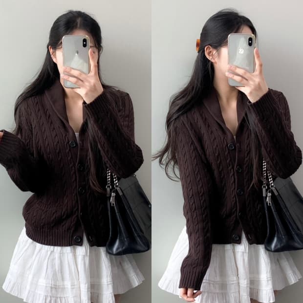 폴로 숄카라 가디건