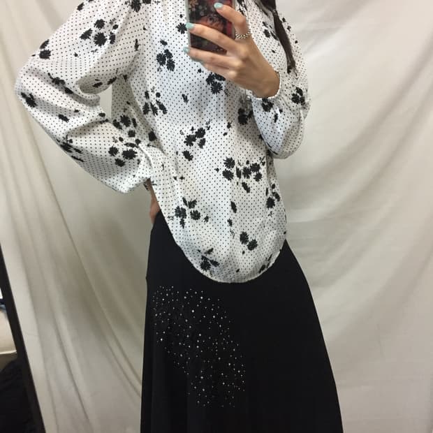 꽃 도트 블라우스