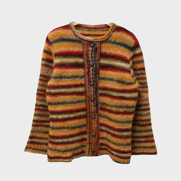 스트라이프 울 혼방 니트 가디건 62323