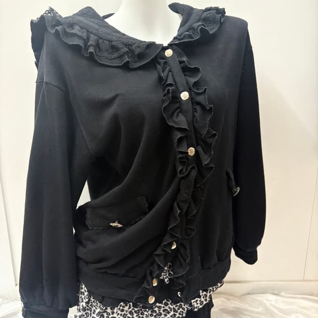 갸루 레이스 러플 집업