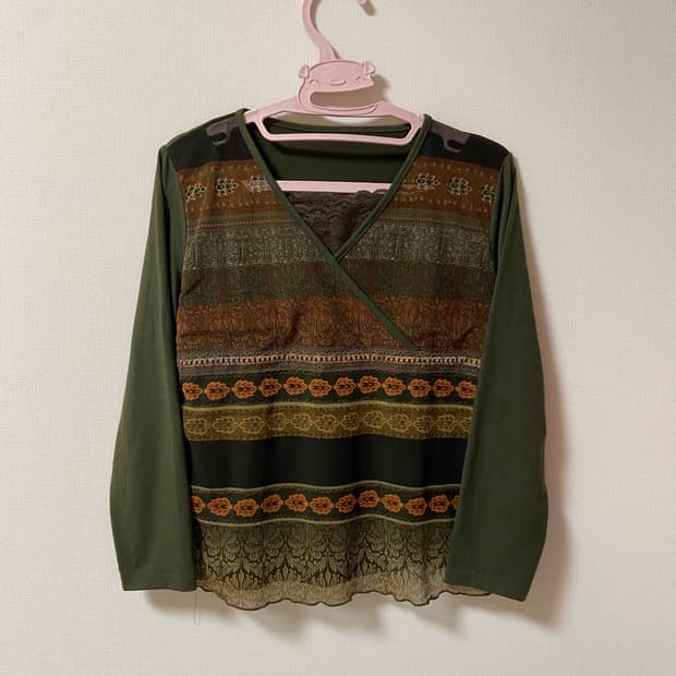 일본 빈티지 에스닉 레이스 티셔츠