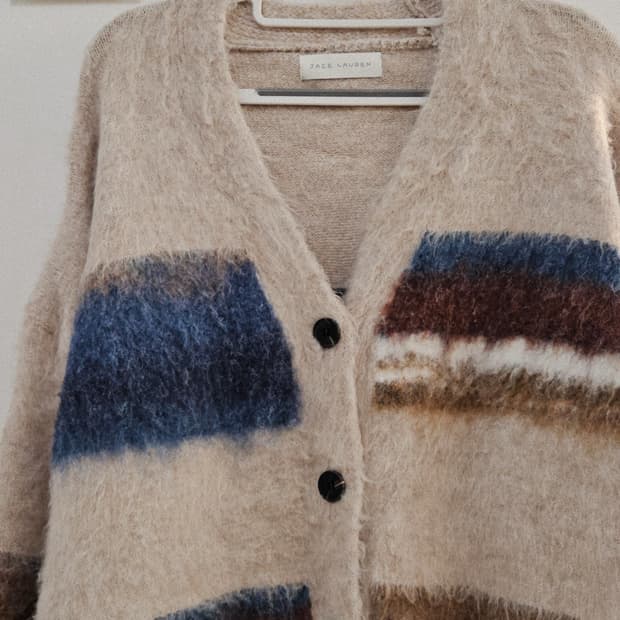 포포리 헤어리 니트가디건