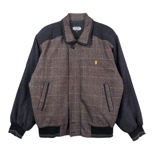 플레이보이 골프 빈티지 울 체크 블루종 자켓 M