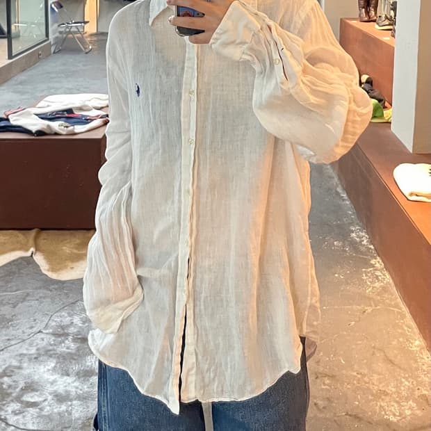 폴로 랄프로렌 화이트 린넨 셔츠 H263