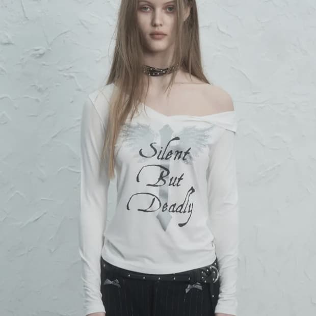 셋업이엑스이 브이넥 긴팔 크로스 탑 V-NECK CROSS TOP