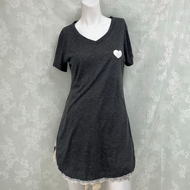 빈티지 차콜 레이스 하트 롱 원피스 1106 모리걸 y2k 스트릿 갸루 