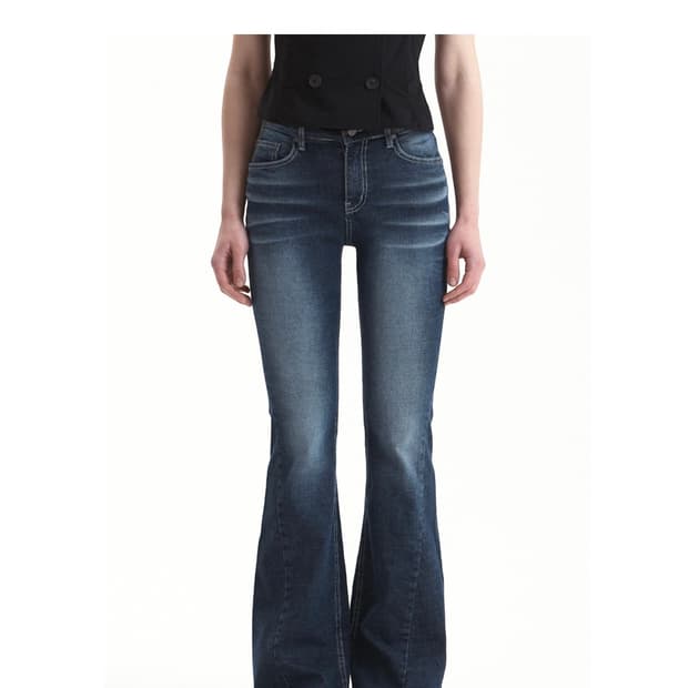 시너진 캣워싱 데님팬츠 딥블루 숏버전 s