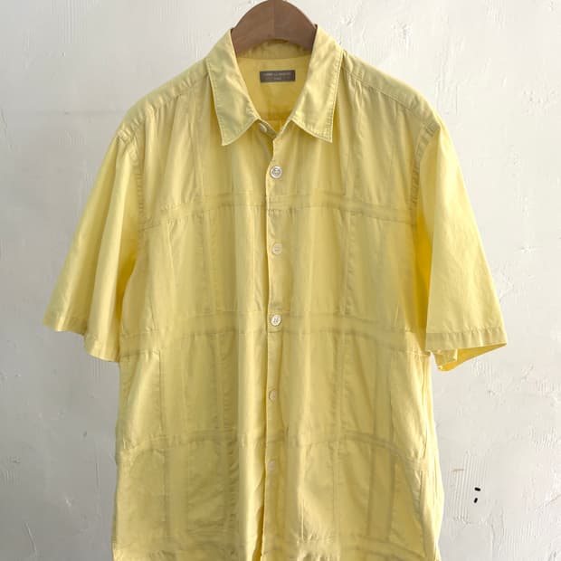  꼼데가르송 옴므 옐로우 패치워크 셔츠