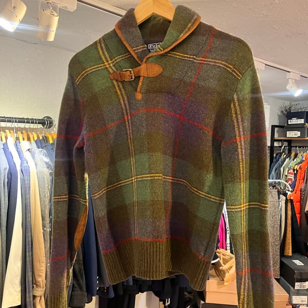 폴로 랄프로렌 메리노울 체크 니트