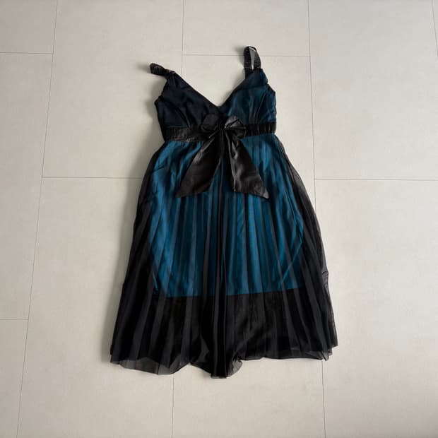 pleated mesh dress