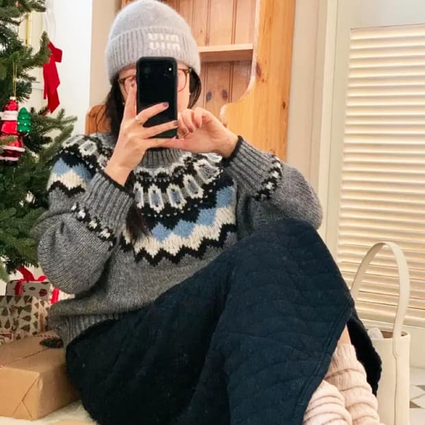 런던레이스(LONDONLACE) 노르딕 니트 프리사이즈 새상품