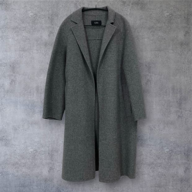 타임 TIME 그레이 캐시미어 블렌드 오픈형 롱 코트 82-94-160