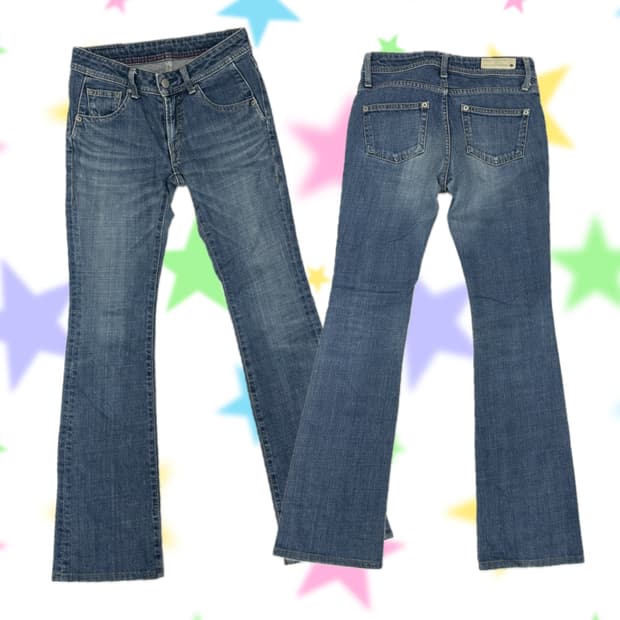 ⭐️y2k 로우라이즈 슬림 워싱 부츠컷 데님팬츠 ⭐️청바지  핀터 중청