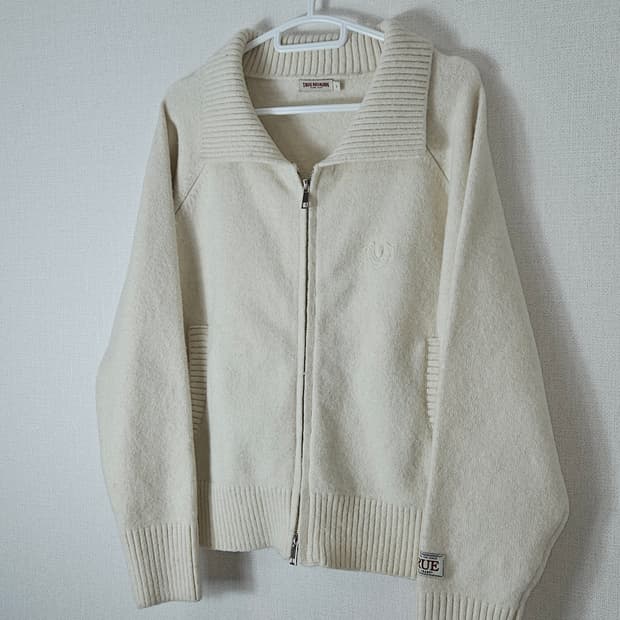 트루릴리전 니트집업 자켓 하이넥 빈티지패치 S