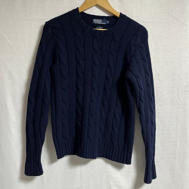 폴로 랄프로렌 울,캐시미어 꽈배기 니트 스웨터 95