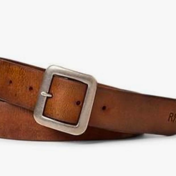 RRL 핸드 버니시 레더 벨트 32