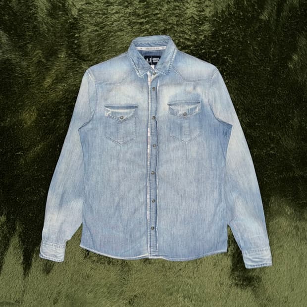 [EU L] 아르마니 진스 빈티지 워싱 웨스턴 데님 셔츠