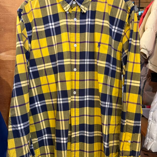 폴로 랄프로렌 퍼플포니 옐로우 체크셔츠