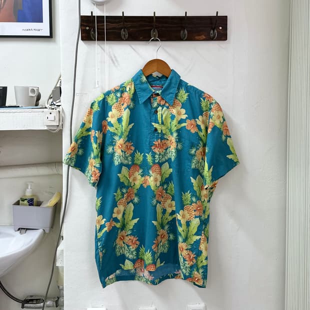 90s Joe kealoha 레인 스푸너 하와이안 풀오버 셔츠 M